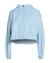 Tory Burch Woman Jacket Sky Blue Size L Polyester In Blue