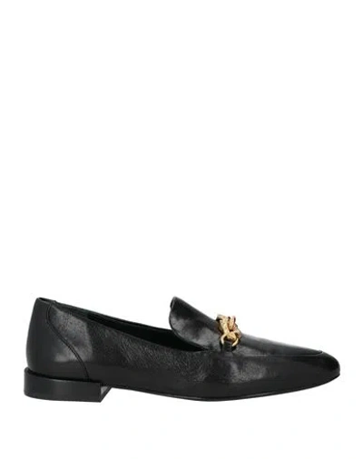 TORY BURCH TORY BURCH WOMAN LOAFERS BLACK SIZE 5.5 GOAT SKIN