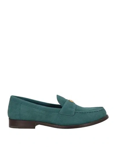 Tory Burch Woman Loafers Deep Teal Size 8 Leather In Green
