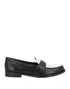 Tory Burch Black Leather Loafers With Decorative Emblem In Black