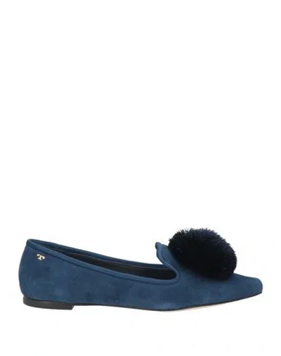 Tory Burch Woman Loafers Navy Blue Size 6.5 Leather