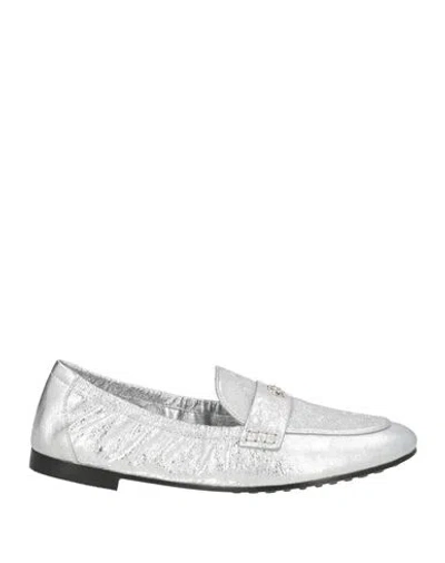 Tory Burch Woman Loafers Silver Size 5 Leather