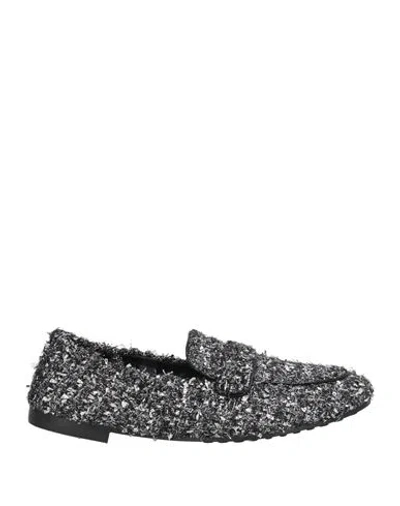 Tory Burch Woman Loafers Silver Size 6.5 Textile Fibers, Leather