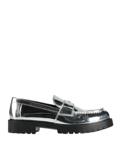 Tory Burch Woman Loafers Silver Size 9 Leather