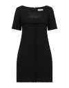 Tory Burch Tweed Square Neck Mini With Fringed Trimmings In Black