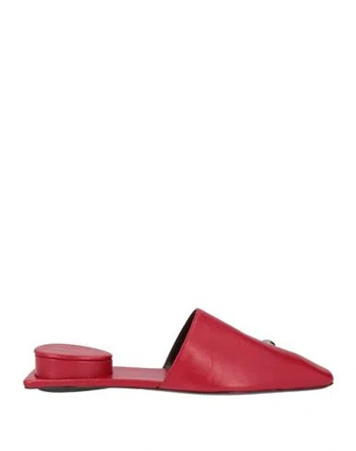 Tory Burch Woman Mules & Clogs Red Size 8.5 Goat Skin In Animal Print