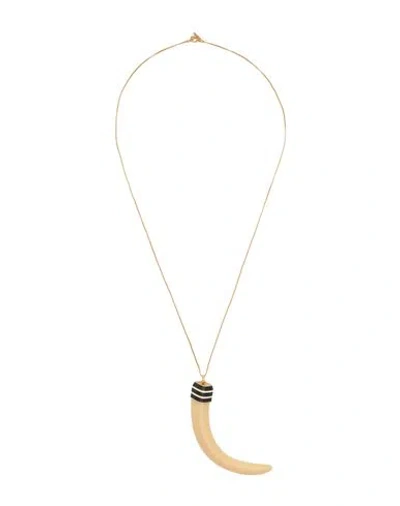 Tory Burch Woman Necklace Cream Size - Metal, Plastic In Gold