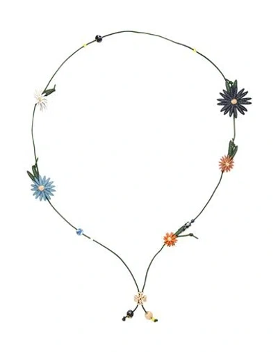 Tory Burch Woman Necklace Green Size - Leather