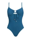 Tory Burch Woman One-piece Swimsuit Blue Size L Nylon, Lycra