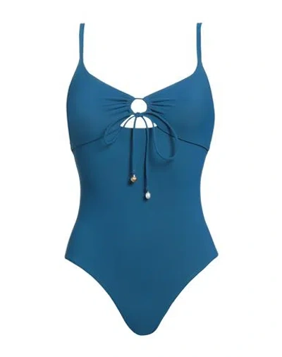 Tory Burch Woman One-piece Swimsuit Blue Size L Nylon, Lycra