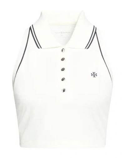 Tory Burch Woman Polo Shirt White Size L Polyester In Red