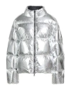 Tory Burch Woman Puffer Silver Size M Nylon, Polyamide In Silver