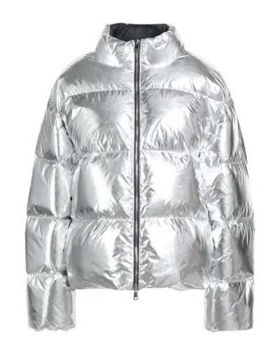 Tory Burch Woman Puffer Silver Size M Nylon, Polyamide