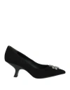 Tory Burch Eleanor Embellished Suede Pumps In Black