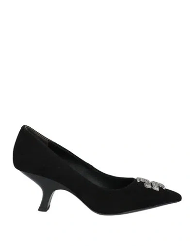 Tory Burch Eleanor Embellished Suede Pumps In Black