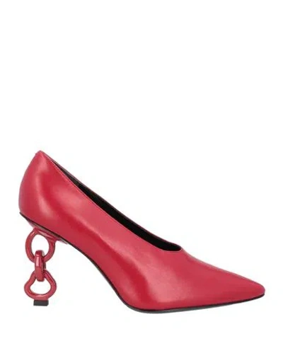 Tory Burch Woman Pumps Brick Size 8 Leather In Red