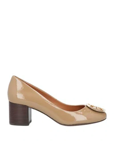 Tory Burch Woman Pumps Khaki Size 5.5 Soft Leather In Beige
