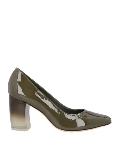 Tory Burch Woman Pumps Military Green Size 8 Leather