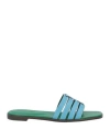 Tory Burch Ines Cut-out Leather Slides In Blue