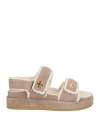 Tory Burch Woman Sandals Beige Size 8 Leather, Polyester