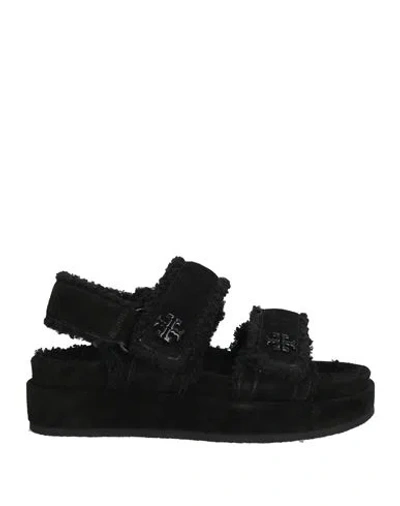 Tory Burch Woman Sandals Black Size 5 Leather, Polyester