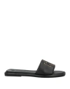 Tory Burch Double T Leather Slides In Black
