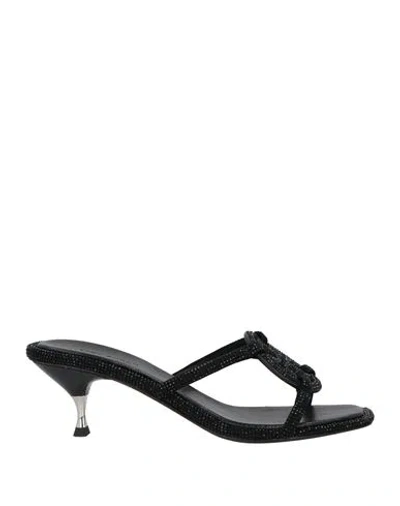 TORY BURCH TORY BURCH WOMAN SANDALS BLACK SIZE 7.5 LEATHER