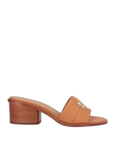 Tory Burch Woman Sandals Brown Size 8 Calfskin