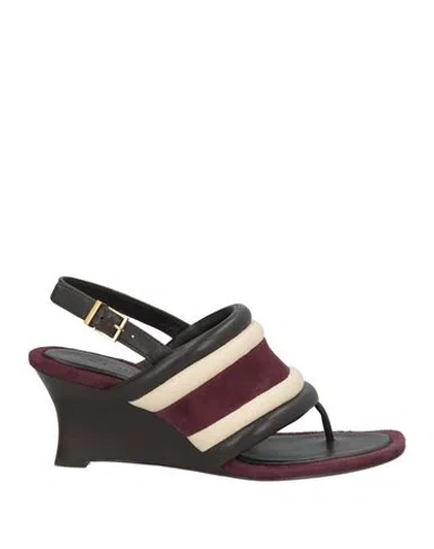 Tory Burch Woman Sandals Burgundy Size 8 Leather In Red