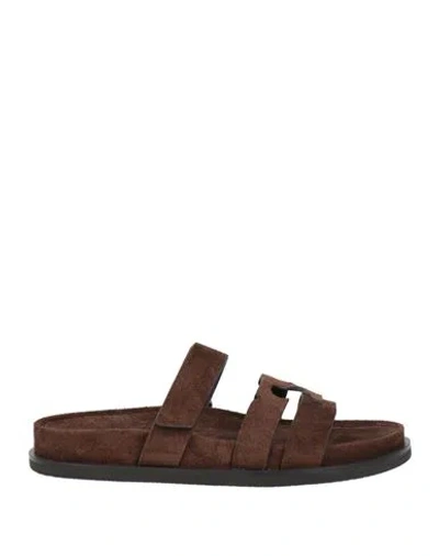Tory Burch Woman Sandals Chocolate Brown Size 7 Leather
