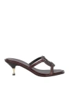 Tory Burch Woman Sandals Dark Brown Size 8 Leather