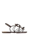 Tory Burch Woman Sandals Dark Brown Size 8 Leather In Brown