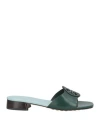 Tory Burch Woman Sandals Dark Green Size 7.5 Calfskin