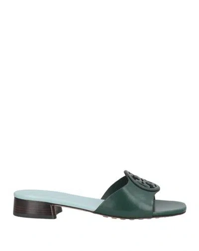 Tory Burch Woman Sandals Dark Green Size 7.5 Calfskin