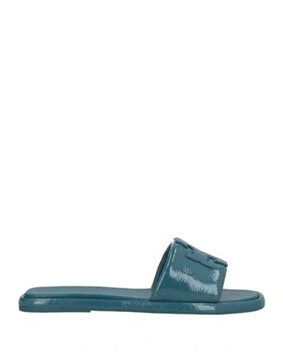 Tory Burch Woman Sandals Deep Teal Size 5 Leather In Green