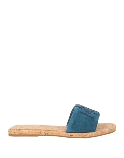 Tory Burch Woman Sandals Deep Teal Size 6.5 Leather In Green
