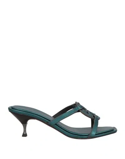 Tory Burch Woman Sandals Deep Teal Size 8 Leather In Green