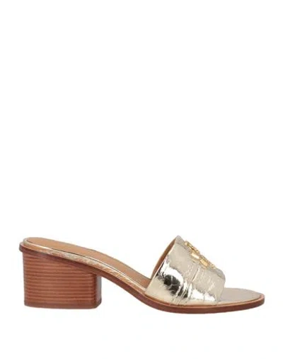 Tory Burch Woman Sandals Gold Size 7 Cow Leather