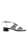 Tory Burch Woman Sandals Grey Size 5.5 Calfskin In Grey
