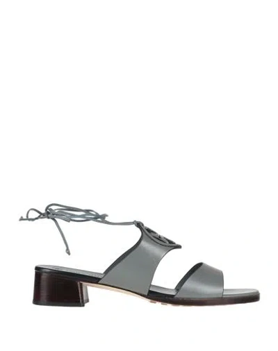 Tory Burch Woman Sandals Grey Size 5.5 Calfskin