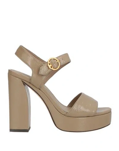 Tory Burch Woman Sandals Grey Size 8 Leather In Gray
