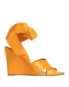 Tory Burch Woman Sandals Mandarin Size 10 Leather In Mandarin