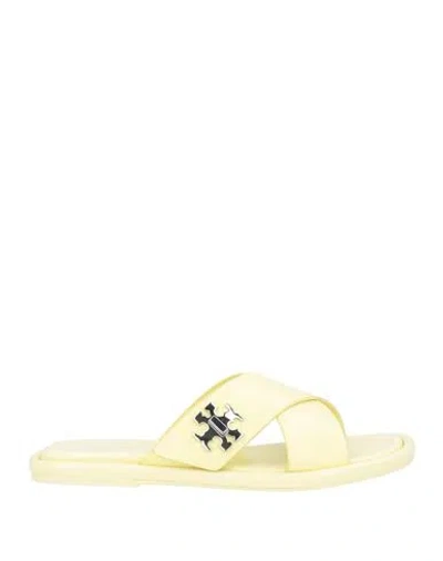 Tory Burch Woman Sandals Pastel Yellow Size 7 Leather