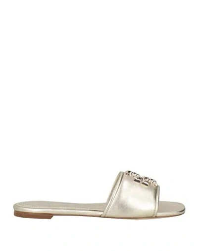 Tory Burch Woman Sandals Platinum Size 5.5 Leather In Metallic