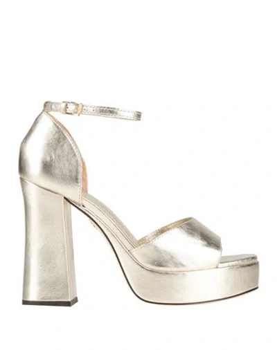 Tory Burch Woman Sandals Platinum Size 7.5 Leather In Grey