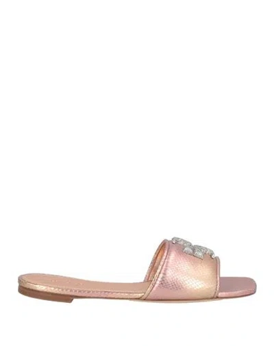 Tory Burch Woman Sandals Rose Gold Size 7 Leather