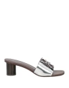 Tory Burch Woman Sandals Silver Size 8 Leather In Silver