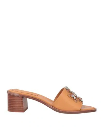 Tory Burch Woman Sandals Tan Size 8 Leather In Brown
