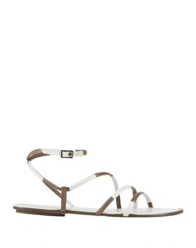 Tory Burch Woman Sandals White Size 8 Goat Skin In Multi