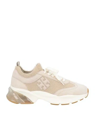 Tory Burch Woman Sneakers Beige Size 7.5 Leather, Textile Fibers